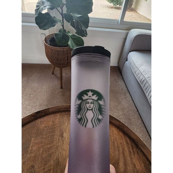 2010 Starbucks Frosted Plastic Water Travel Tumbler Flip Straw 20oz - Picture 3 of 5
